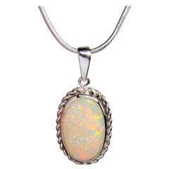 Vintage Style Australian Opal Necklace Sterling Silver