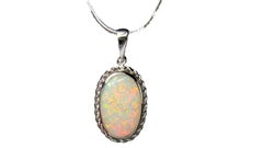 Vintage Style Australian Opal Necklace Sterling Silver