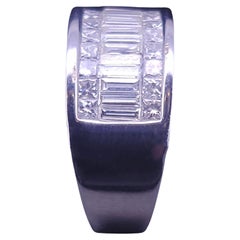 Vintage-Stil Baguette mit unsichtbaren Prinzessinnenschliff Seting Band in 14K W / G Si 6,5
