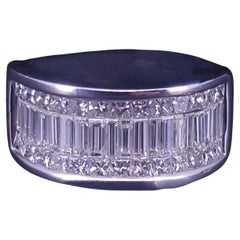 Vintage-Stil Baguette mit unsichtbaren Prinzessinnenschliff Seting Band in 14K W / G Si 6,5