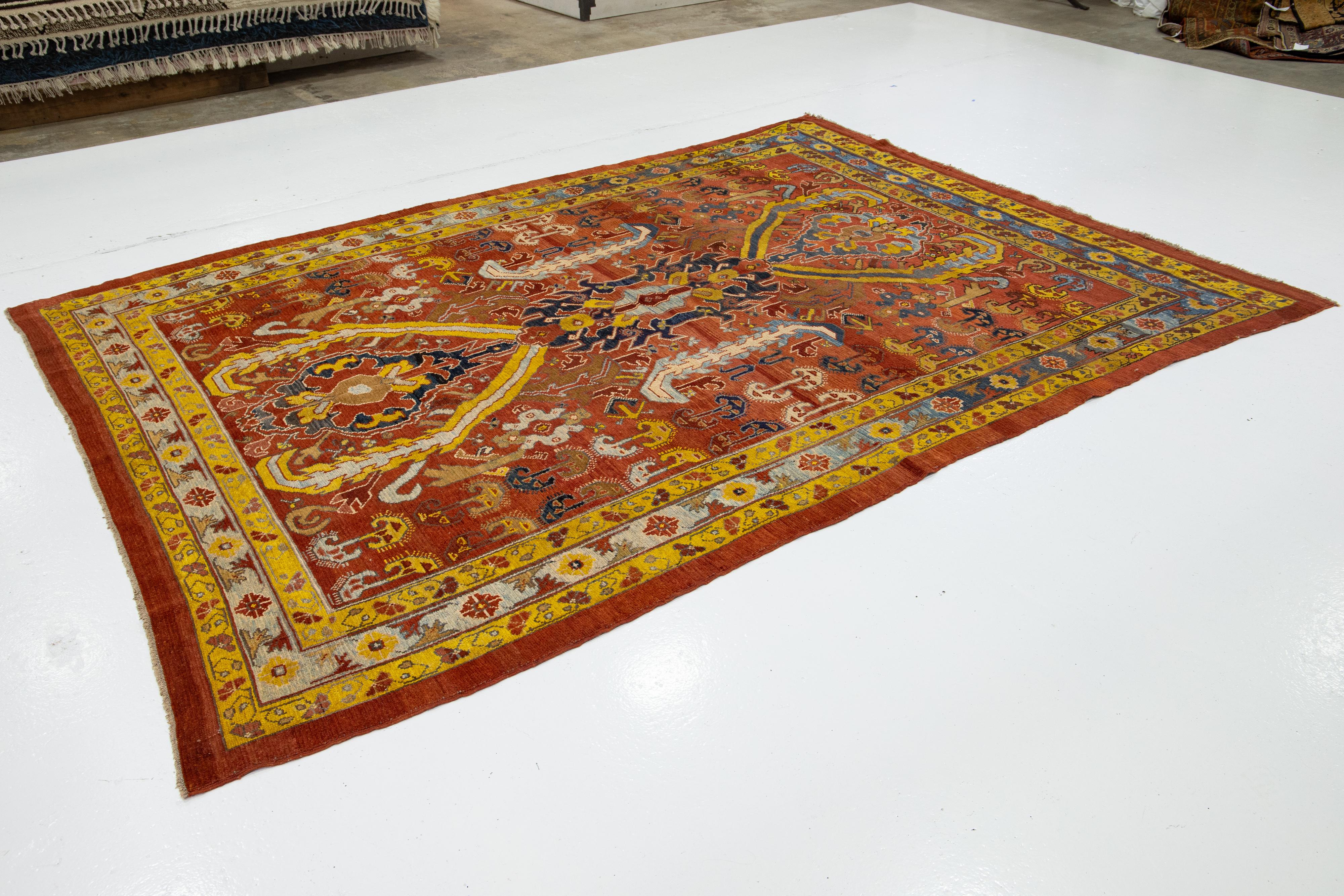 Bakshaish-Wollteppich im Vintage-Stil in Rost mit Stammesmuster im Angebot 4