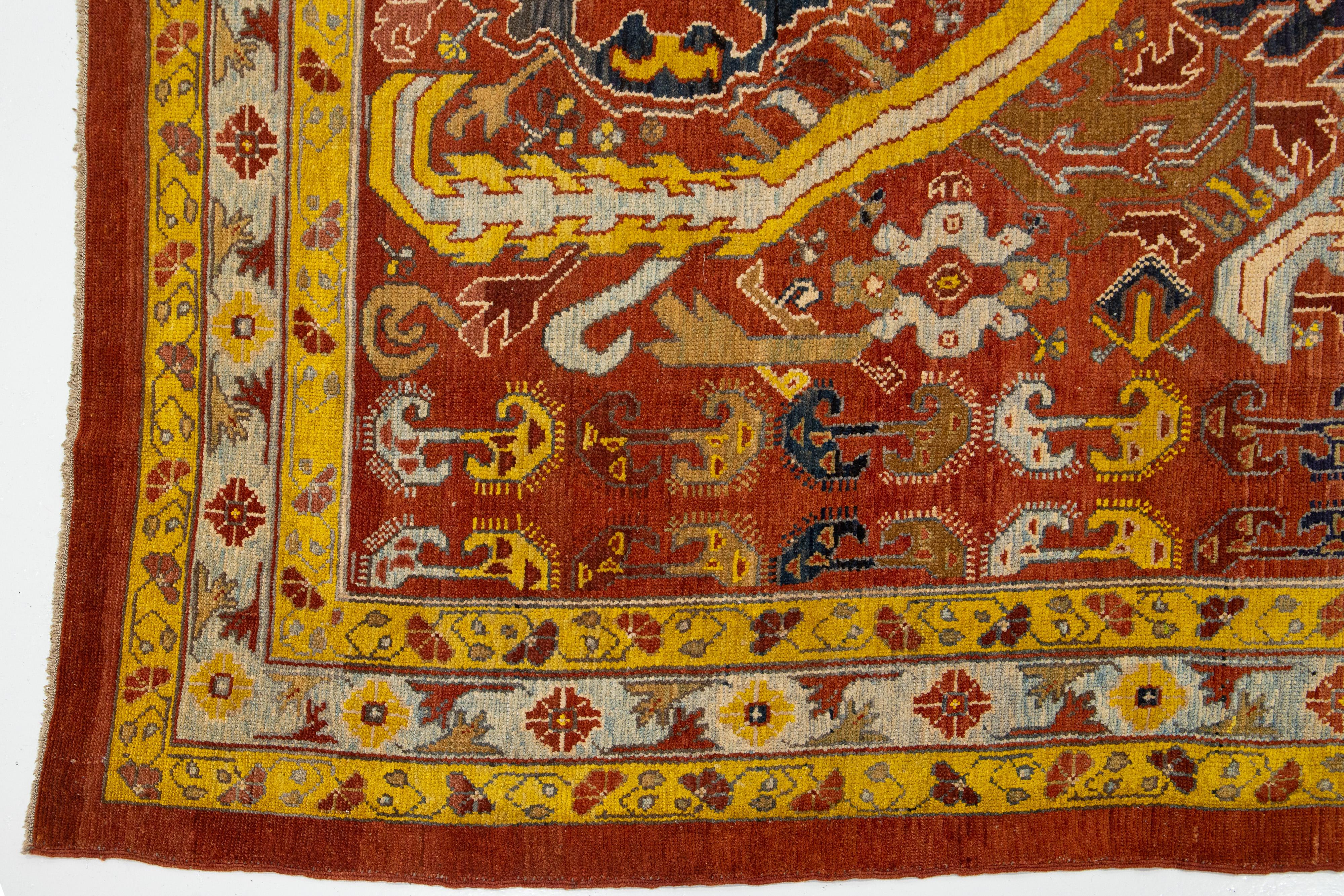 Bakshaish-Wollteppich im Vintage-Stil in Rost mit Stammesmuster im Angebot 7