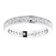 Vintage Style Channel Diamond Eternity Wedding Band 18k White Gold 0.96 Carat