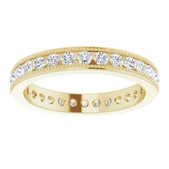 Vintage Style Channel Diamond Eternity Wedding Band 18k Yellow Gold 0.96 Carat
