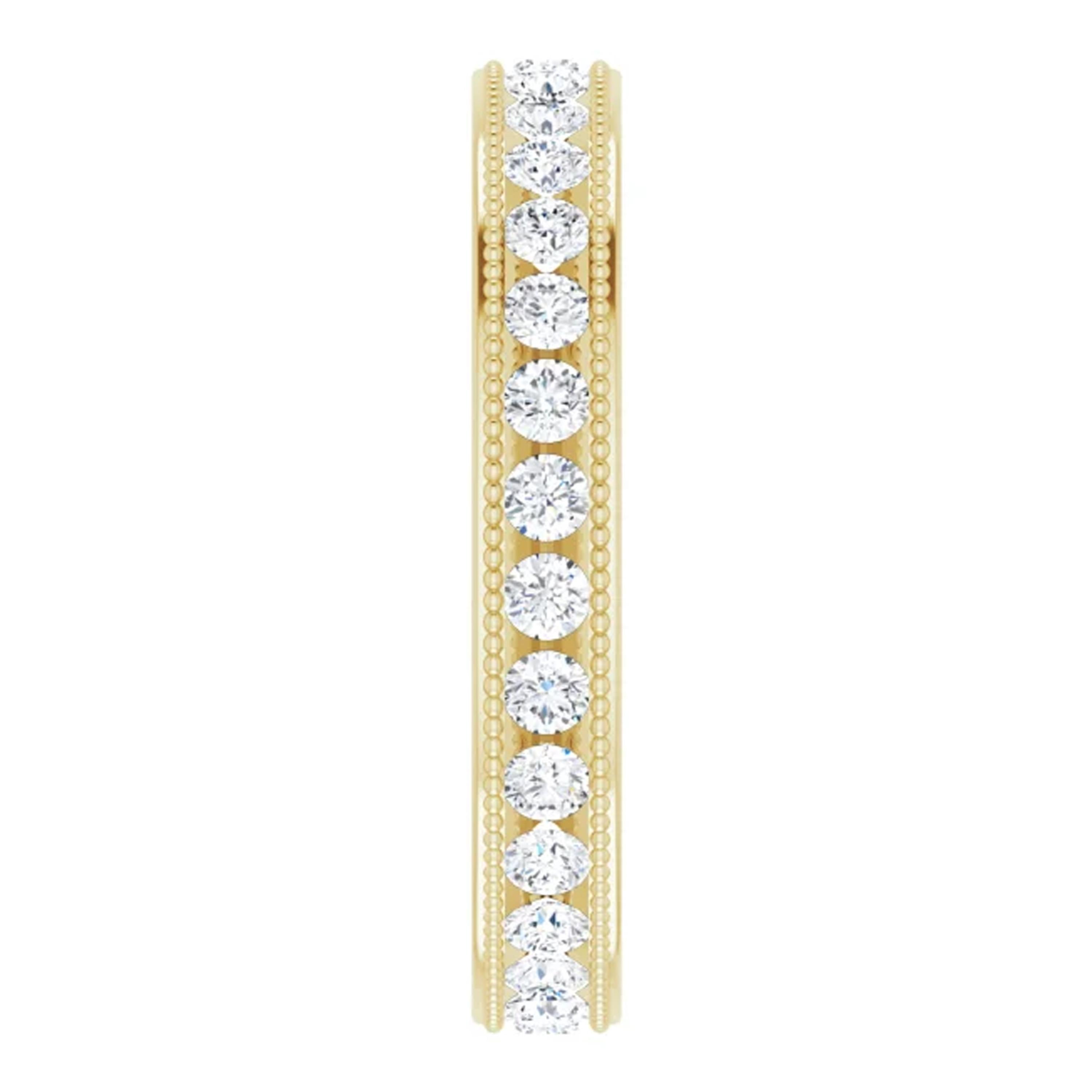 Vintage Style Channel Diamond Eternity Wedding Band 18k Yellow Gold 0.96 Carat In New Condition For Sale In Los Angeles, CA