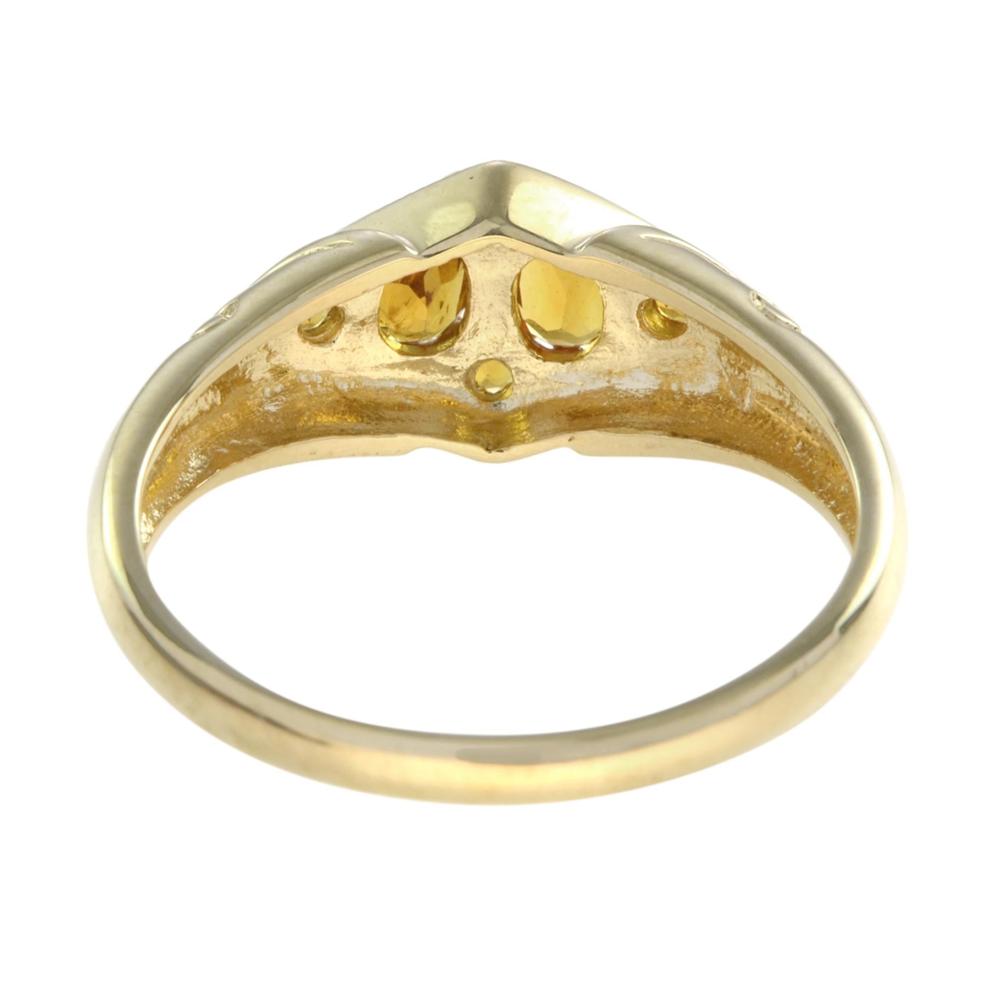 For Sale:  Vintage Style Citrine Cluster Ring in 14K Yellow Gold 5