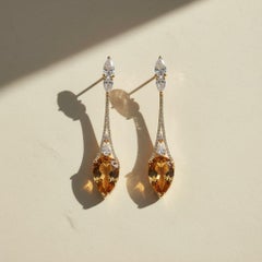 Vintage style citrine earrings 14k gold