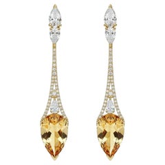 Vintage style citrine earrings 14k gold