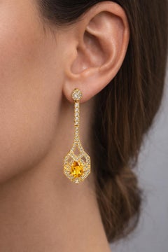 Vintage style citrine earrings silver, gold