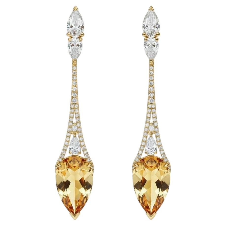 Pendientes de citrino estilo vintage plata, oro