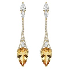 Vintage style citrine earrings silver, gold