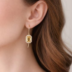 Vintage style citrine, topazes dangle earrings silver, gold