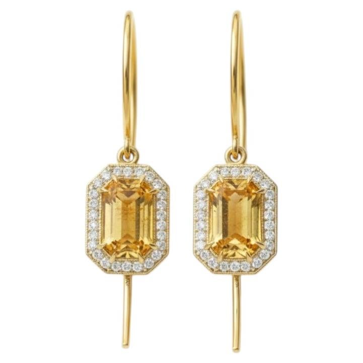 Pendientes colgantes estilo vintage citrino, topacio plata, oro