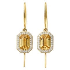 Vintage style citrine, topazes dangle earrings silver, gold