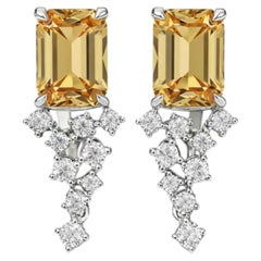 Vintage Stil Citrin, Topase Ohrringe 14k Gold