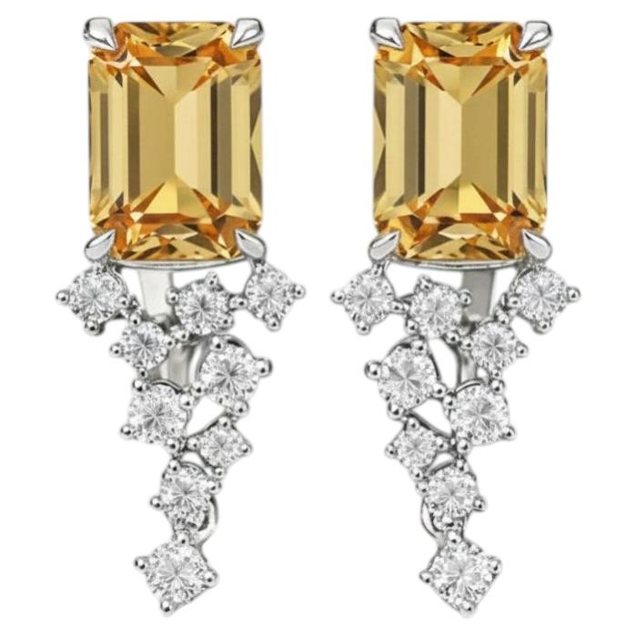 Vintage style citrine, topazes earrings silver, gold