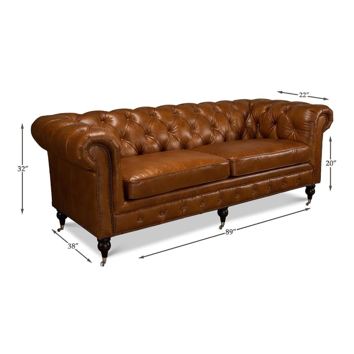 XXI secolo e contemporaneo Divano Chesterfield classico in stile vintage, Cuban Cigar in vendita