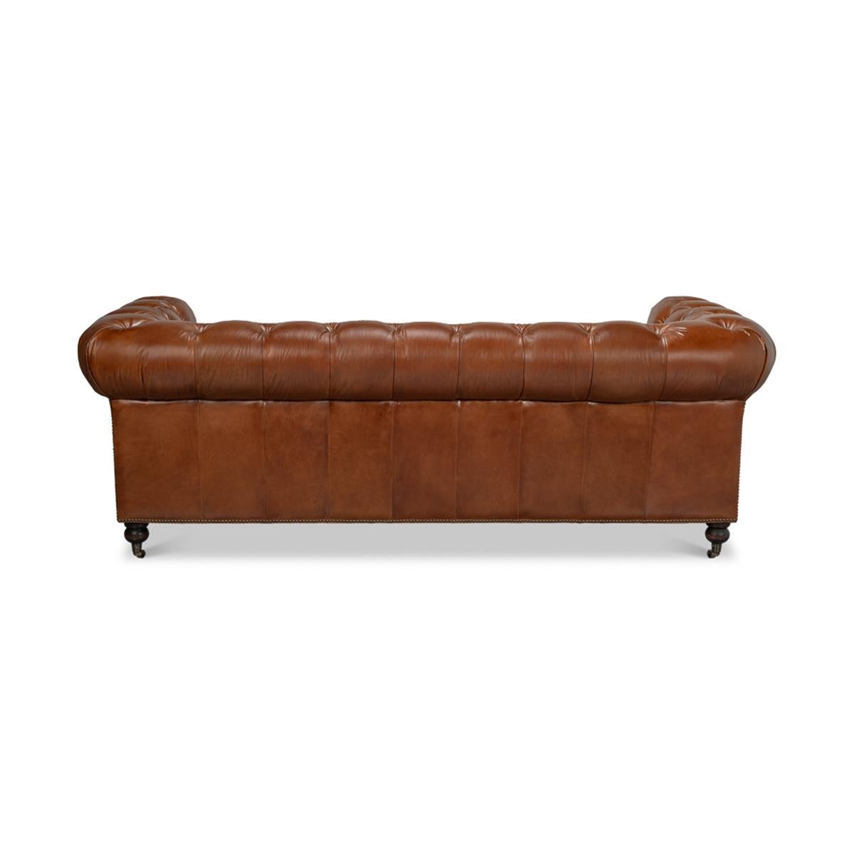 Cuir Canapé Chesterfield Classic de style vintage en vente