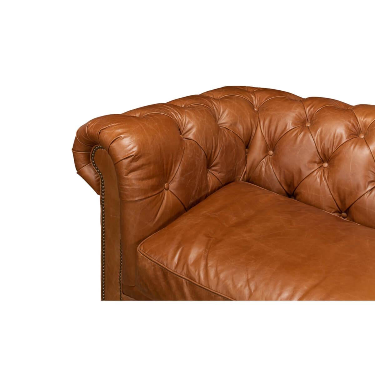Asian Vintage Style Classic Chesterfield Sofa - Vienna Brown Leather For Sale