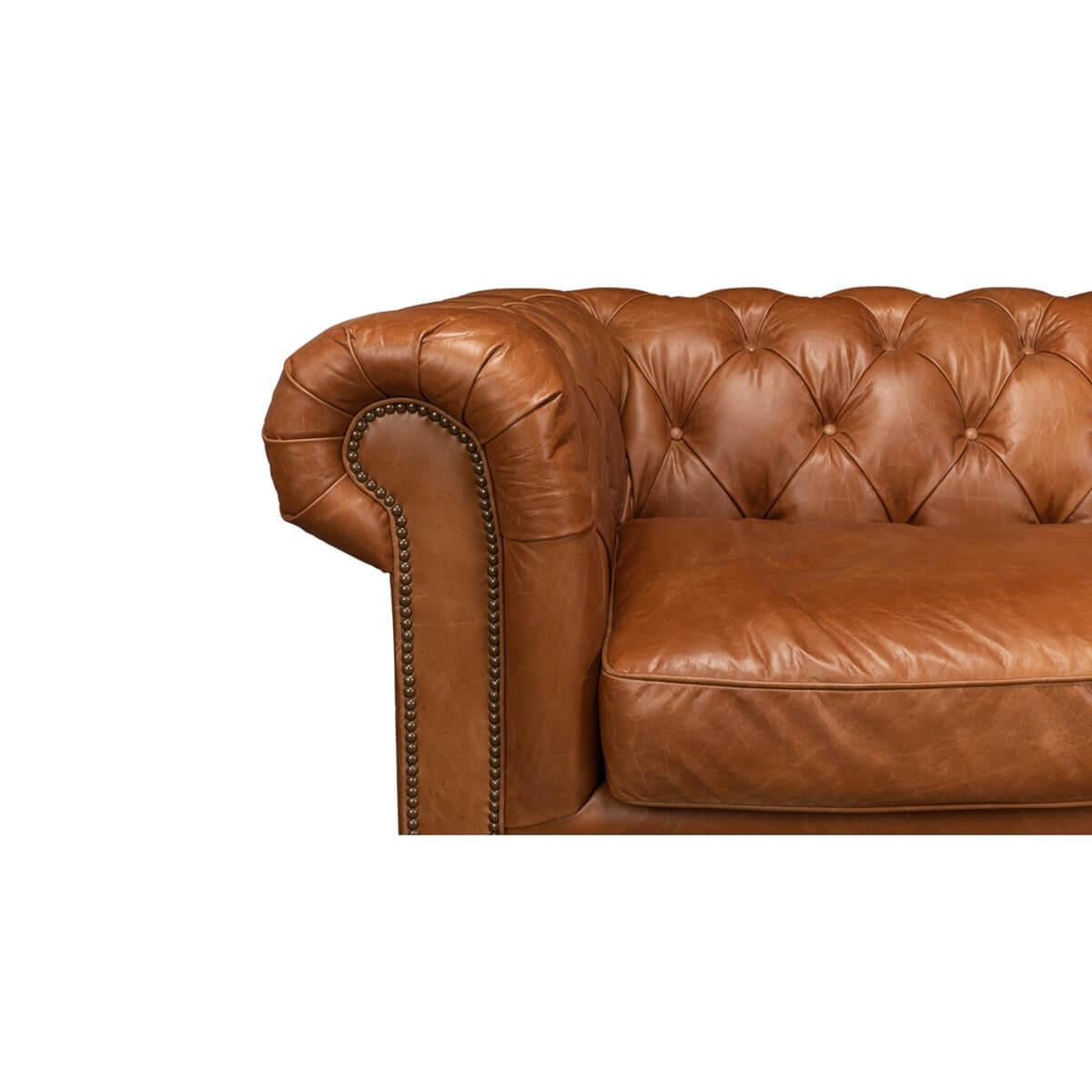 Vintage Style Classic Chesterfield Sofa - Vienna Brown Leather In New Condition For Sale In Westwood, NJ