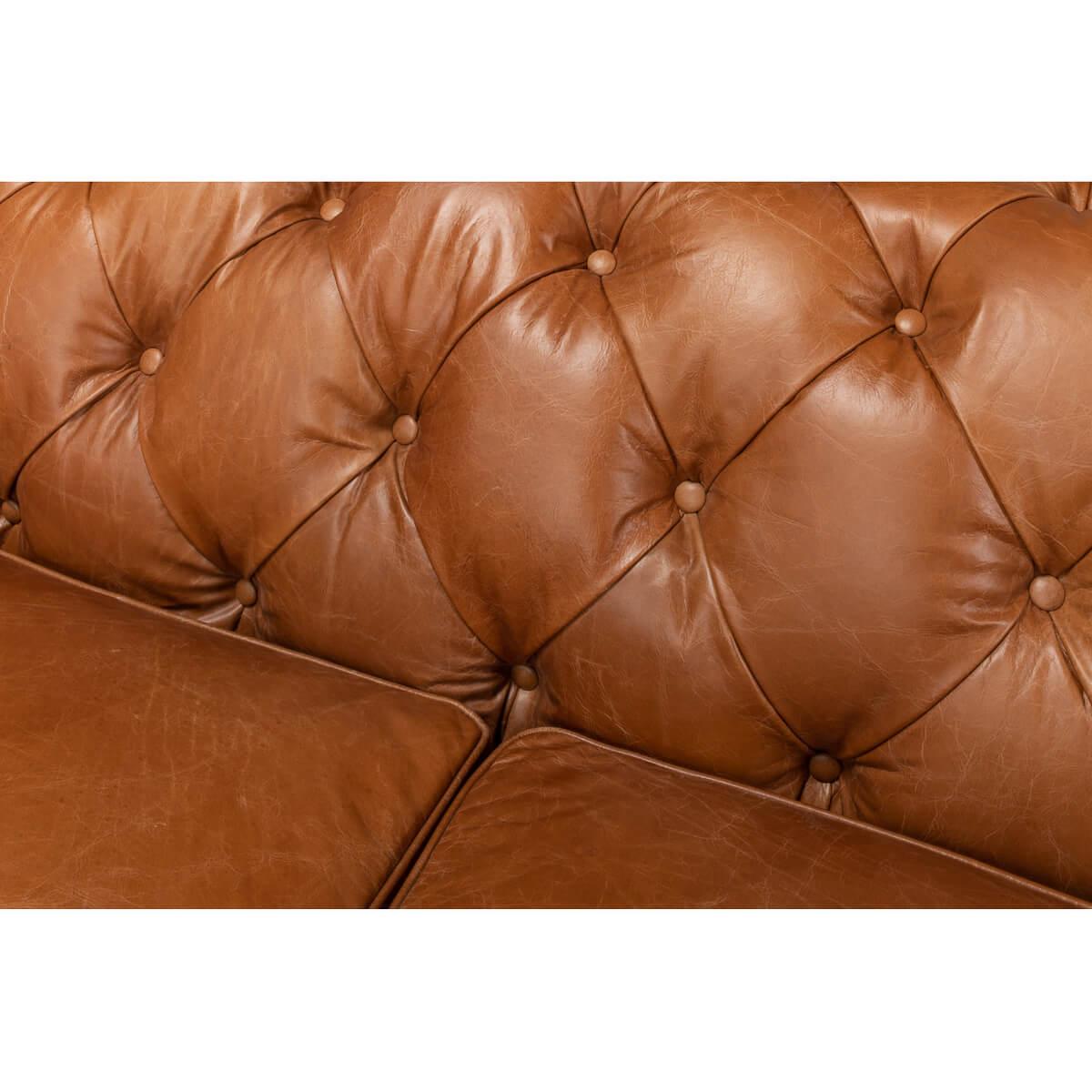 Contemporary Vintage Style Classic Chesterfield Sofa - Vienna Brown Leather For Sale