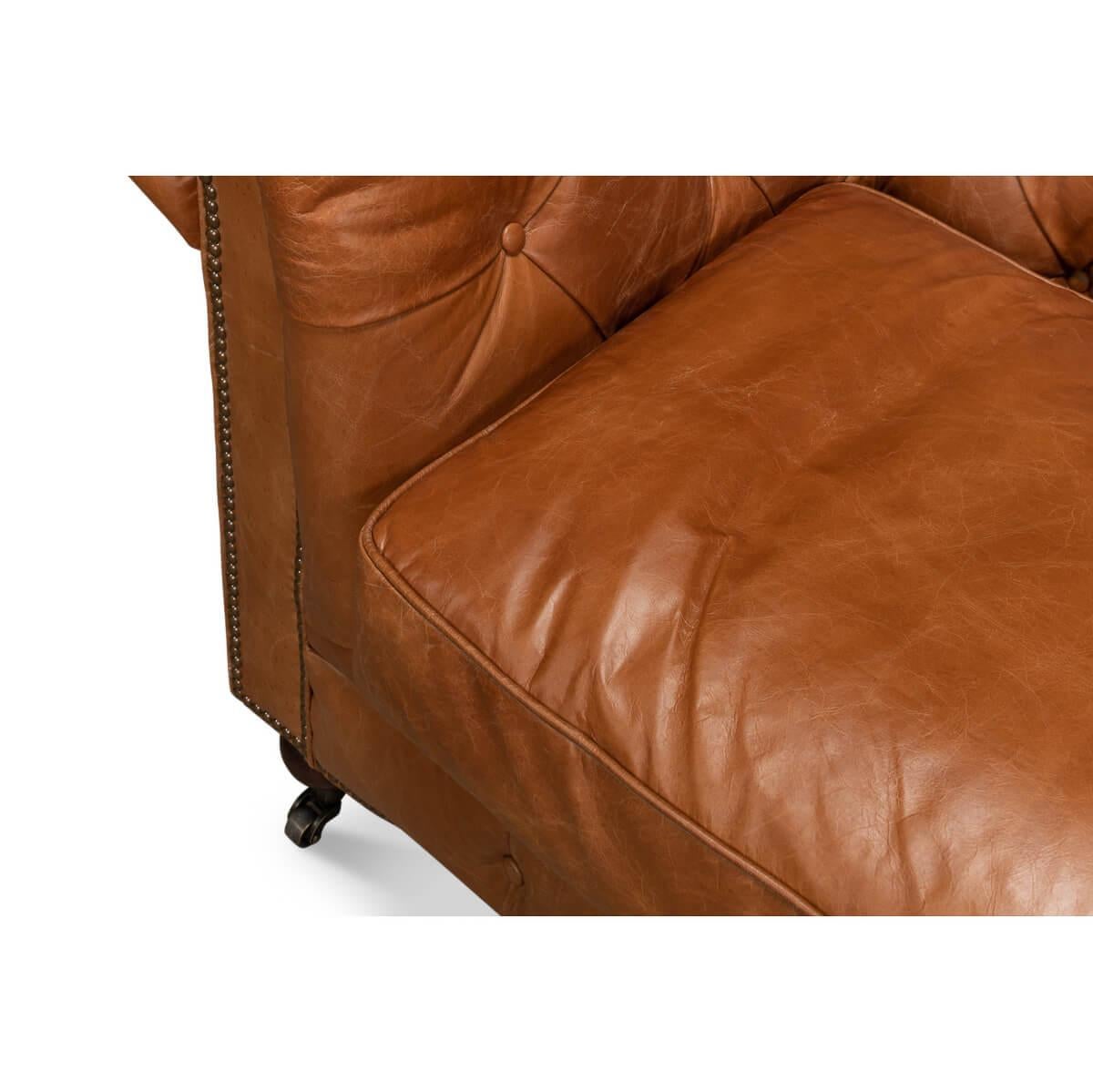 Vintage Style Classic Chesterfield Sofa - Vienna Brown Leather For Sale 1