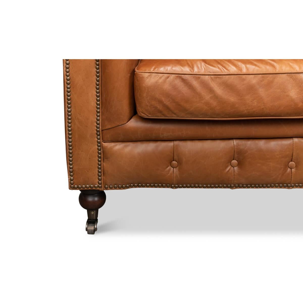 Vintage Style Classic Chesterfield Sofa - Vienna Brown Leather For Sale 2