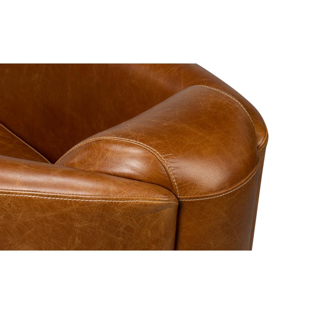 Vintage-Style Cuba Brown Leather Club Chair For Sale 1