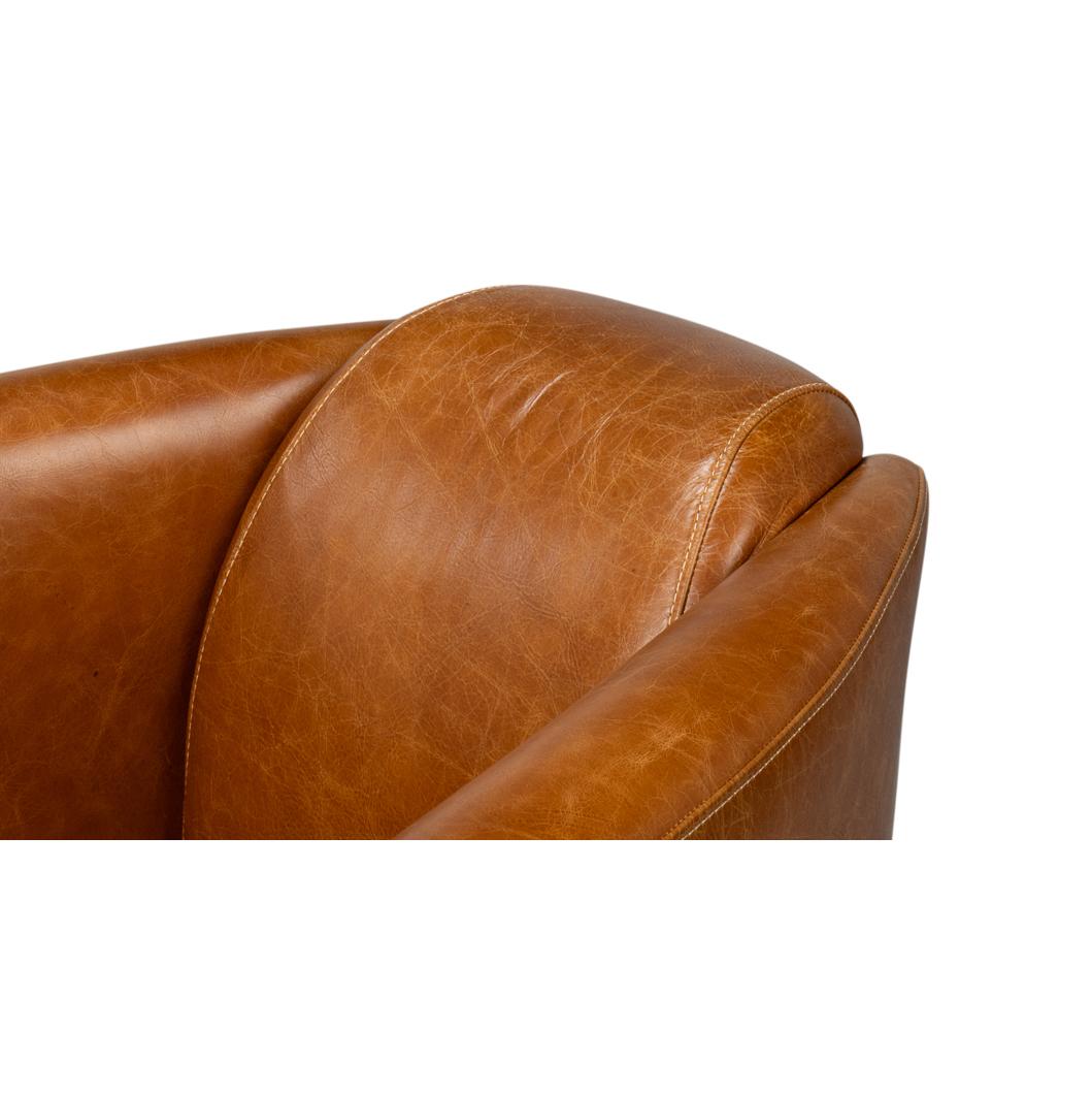 Vintage-Style Cuba Brown Leather Club Chair For Sale 2