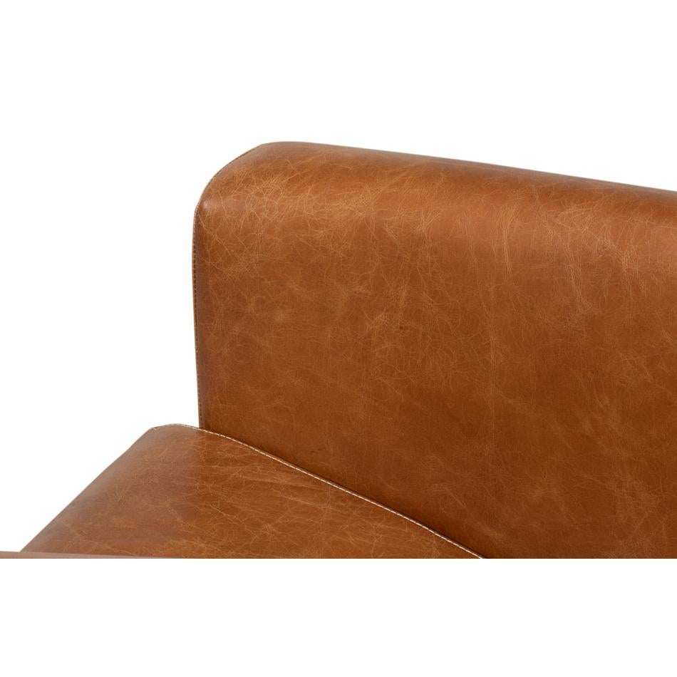 Vintage-Style Cuba Brown Leather Club Chair For Sale 3