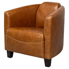 Vintage-Style Cuba Brown Leather Club Chair