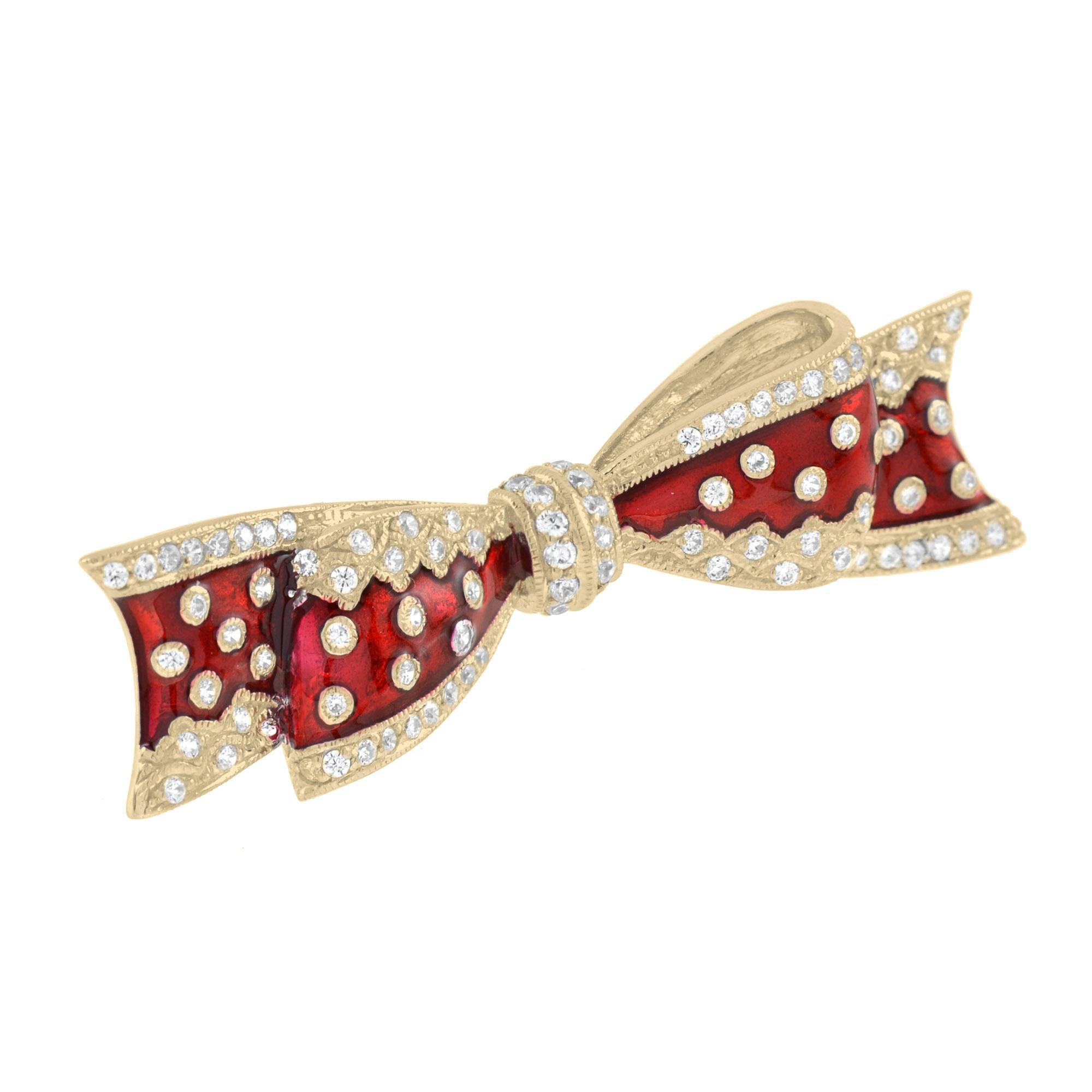 red bow brooch