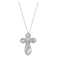 Vintage Style Diamond Cross Pendant .50cttw 14k White Gold