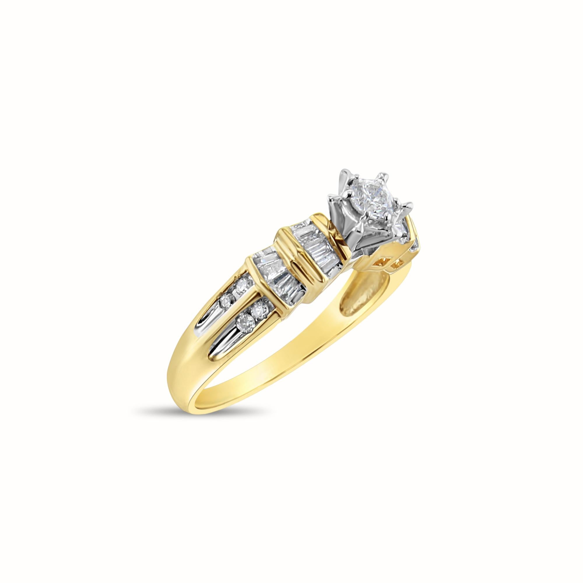 ♥ Produktübersicht ♥

Hauptstein: Diamant
Ungefähr. Karatgewicht: .50cttw
Diamant-Farbe: H
Stein-Schliff: Rund & Kegelförmig Baguette
MATERIAL: 14k zweifarbiges Gold
Breite: 7MM
Gewicht: 4 Gramm

Diamanten sind natürlich. Nicht verbessert, simuliert