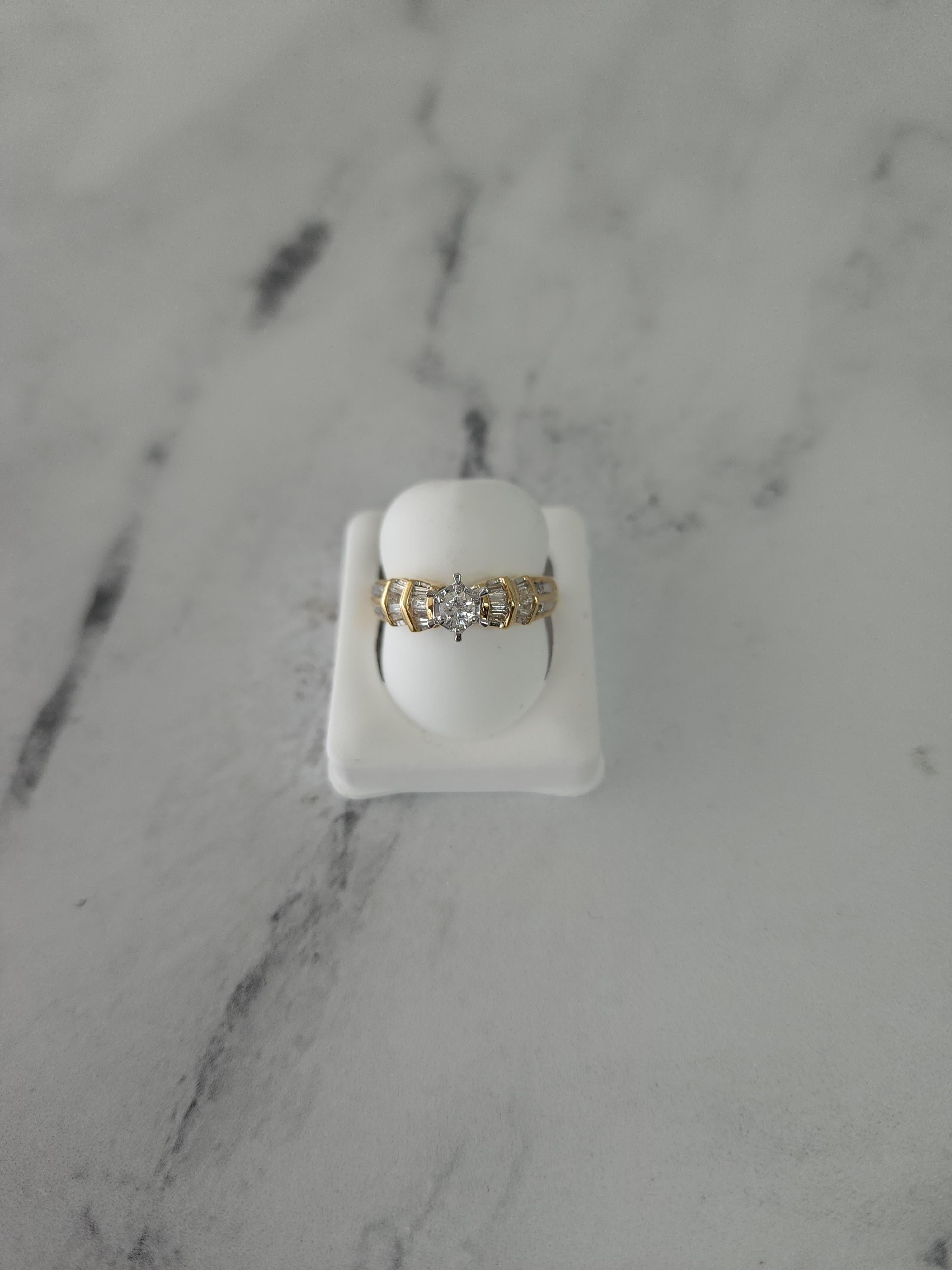 Diamant-Verlobungsring im Vintage-Stil 14k zweifarbiges Gold mit Diamanten im Zustand „Neu“ im Angebot in Sugar Land, TX