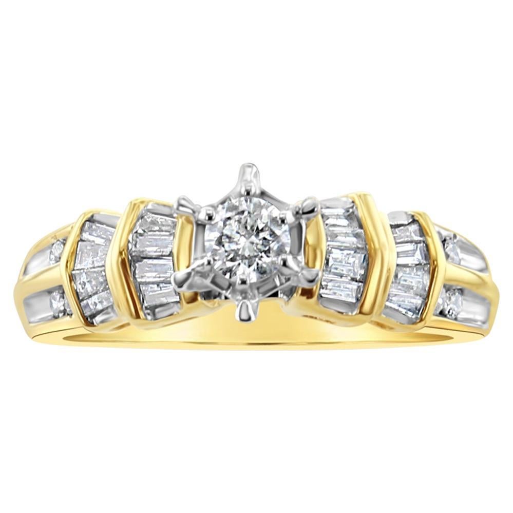 Vintage Style Diamond Engagement Ring 14k Two-Toned Gold