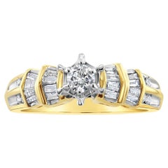 Vintage Style Diamond Engagement Ring 14k Two-Toned Gold