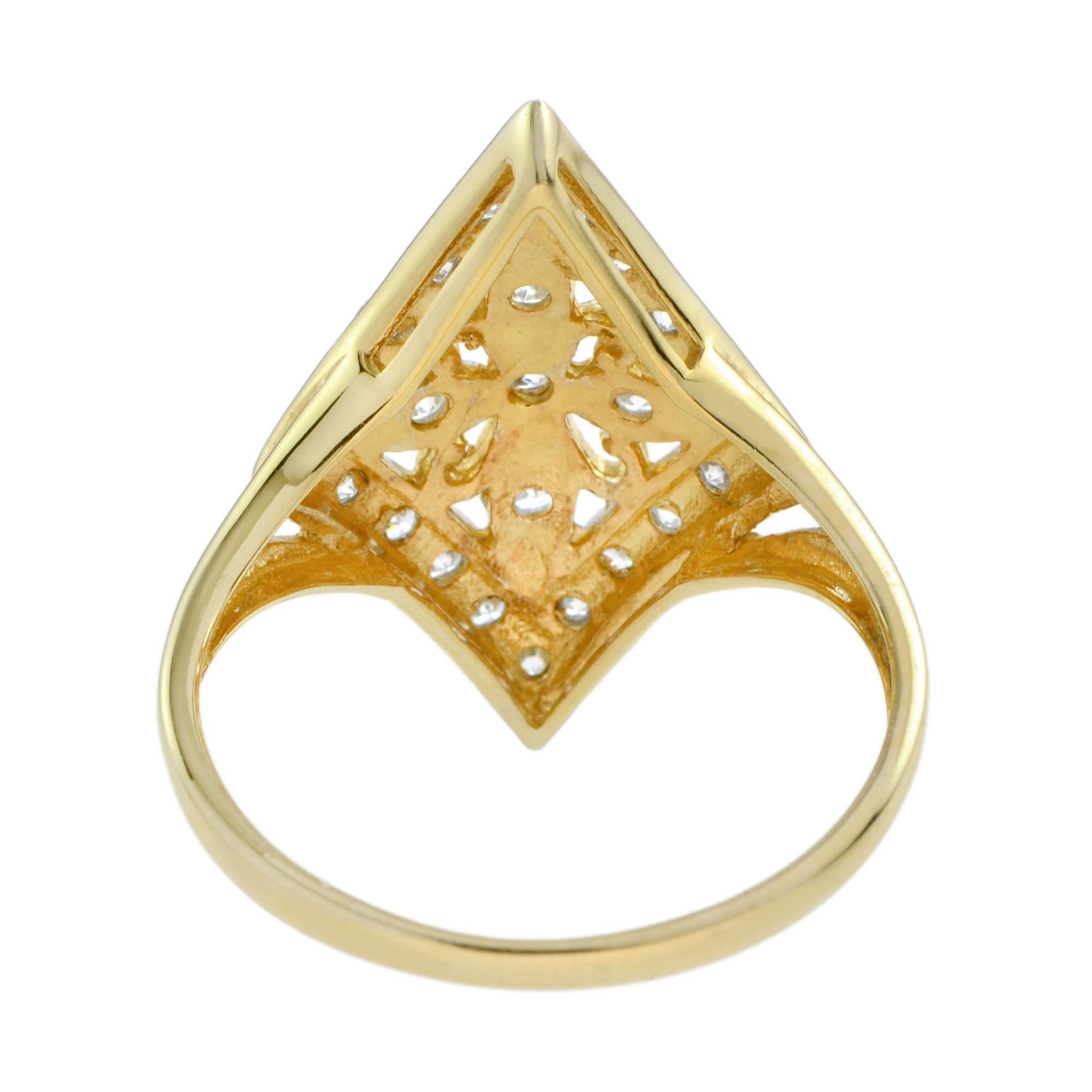 For Sale:  Vintage Style Diamond Floral Filigree Ring in 14K Yellow Gold 4