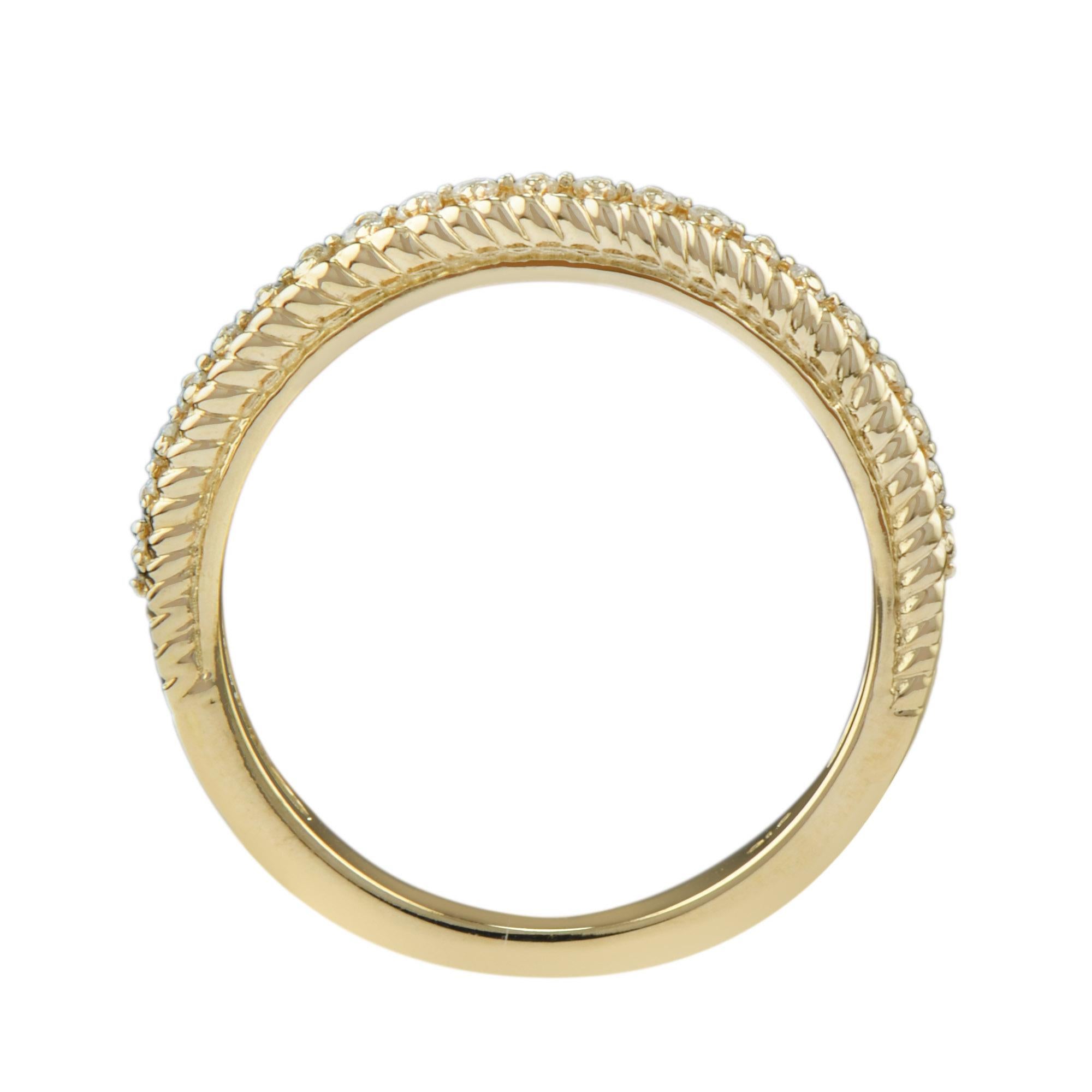 Vintage Style Diamond Half Eternity Wedding Band Ring in vendita 2