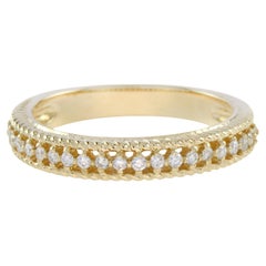 Vintage Style Diamond Half Eternity Wedding Band Ring in 14K Yellow Gold