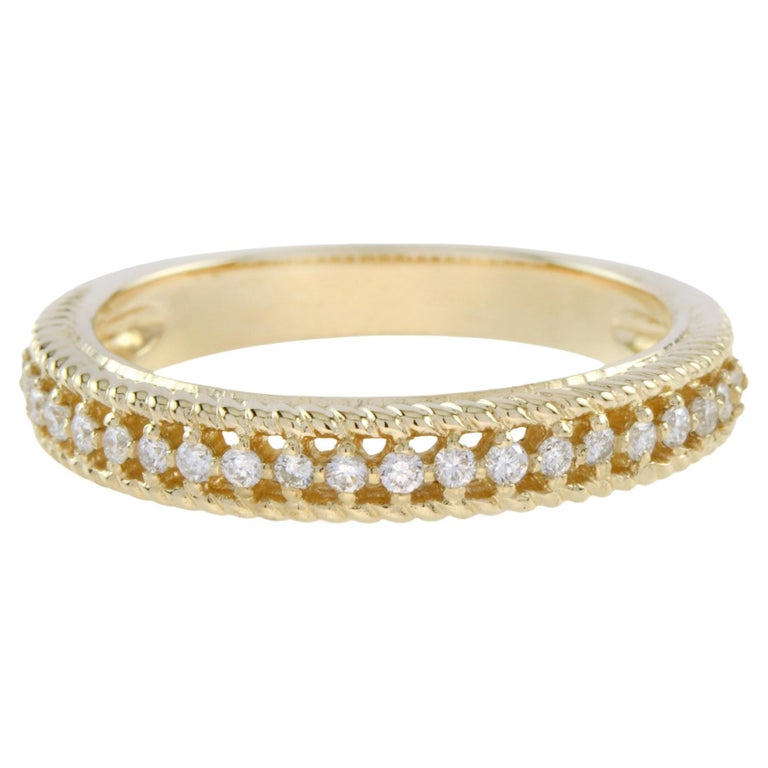 Customizable Vintage Style Diamond Half Eternity Wedding Band Ring in ...