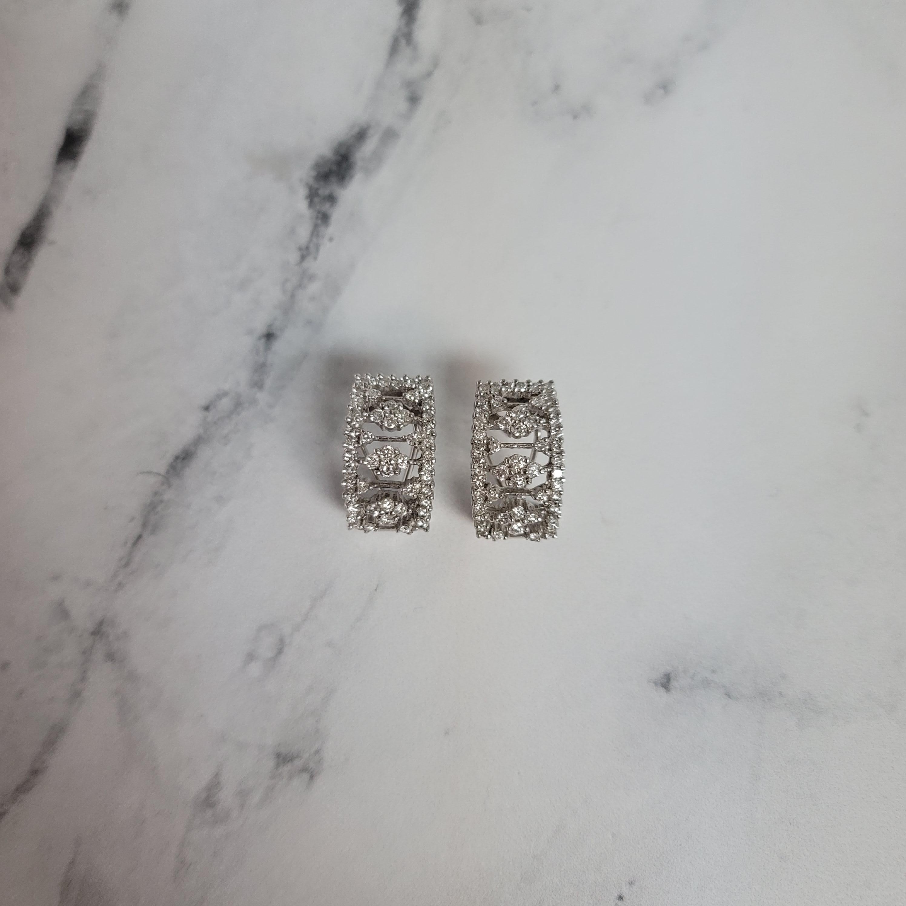 Pendientes de clip con pavé de diamantes estilo vintage Oro blanco 14k en Nuevo estado para la venta en Sugar Land, TX
