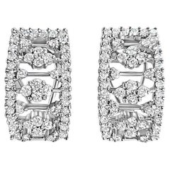 Orecchini a clip con pavé di diamanti in stile vintage, oro bianco 14k