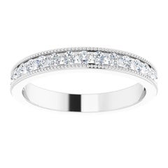 Vintage Style Diamond Wedding Ring Anniversary Band 18k White Gold 0.52 Carat