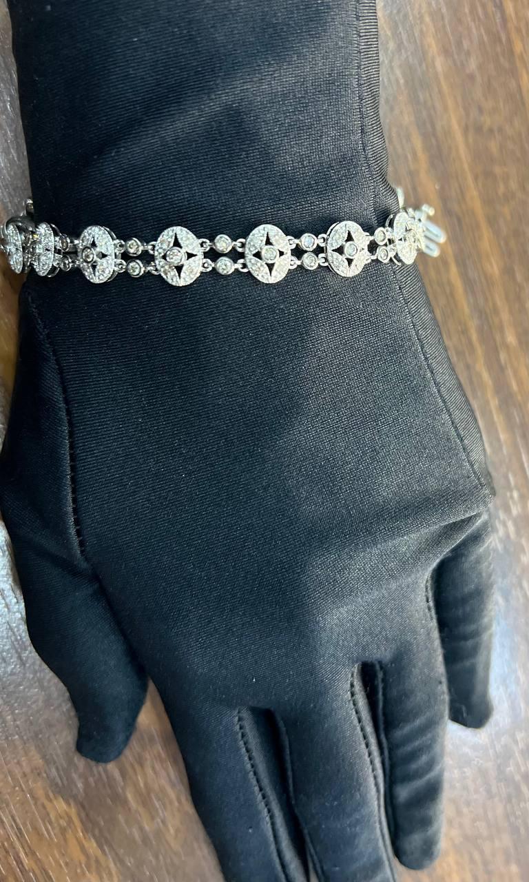 Edoardiano Braccialetto stile edoardiano con diamanti in filigrana in oro bianco 14K in vendita