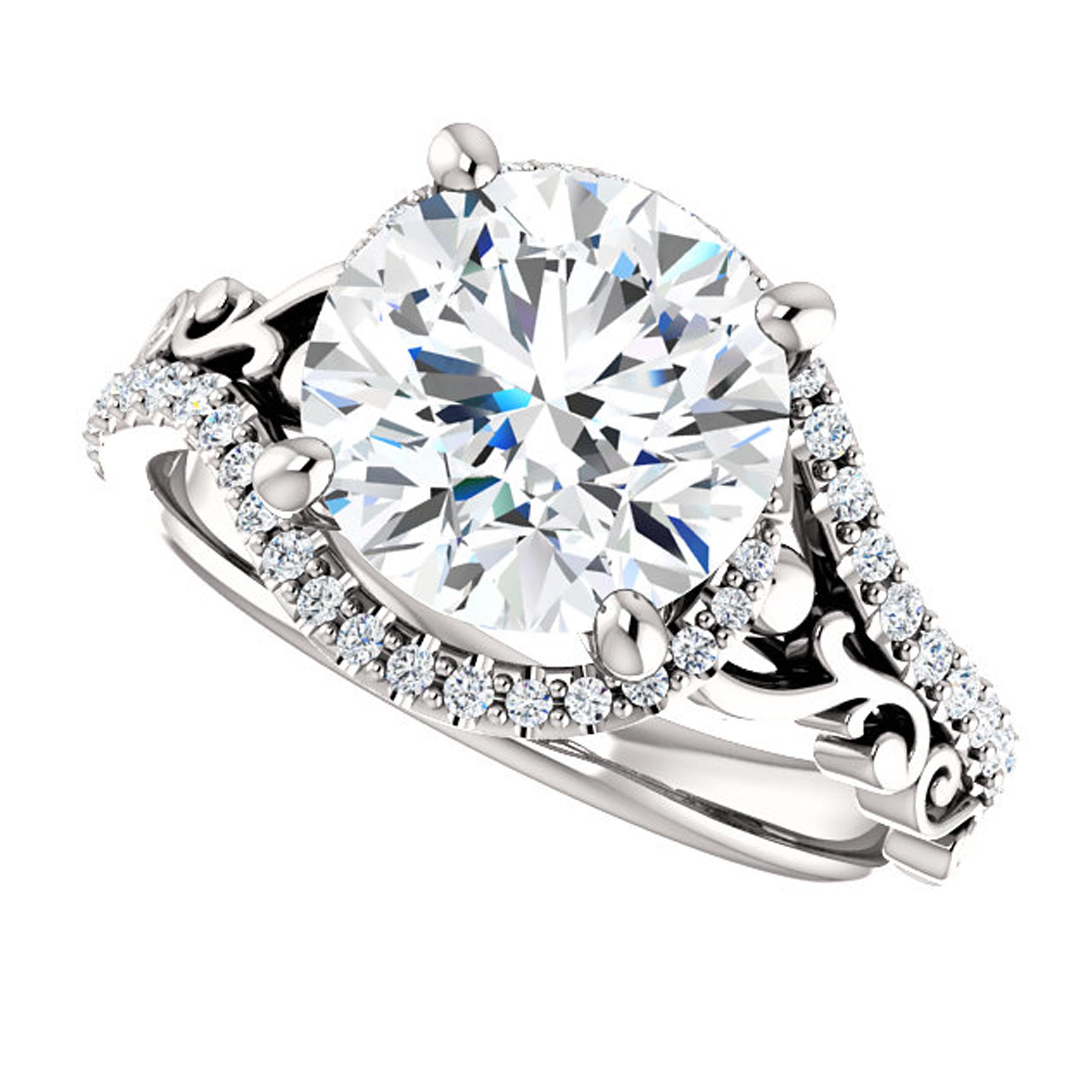 Women's Vintage Style Filigree Deco Halo Round Diamond GIA Certified Engagement Ring For Sale