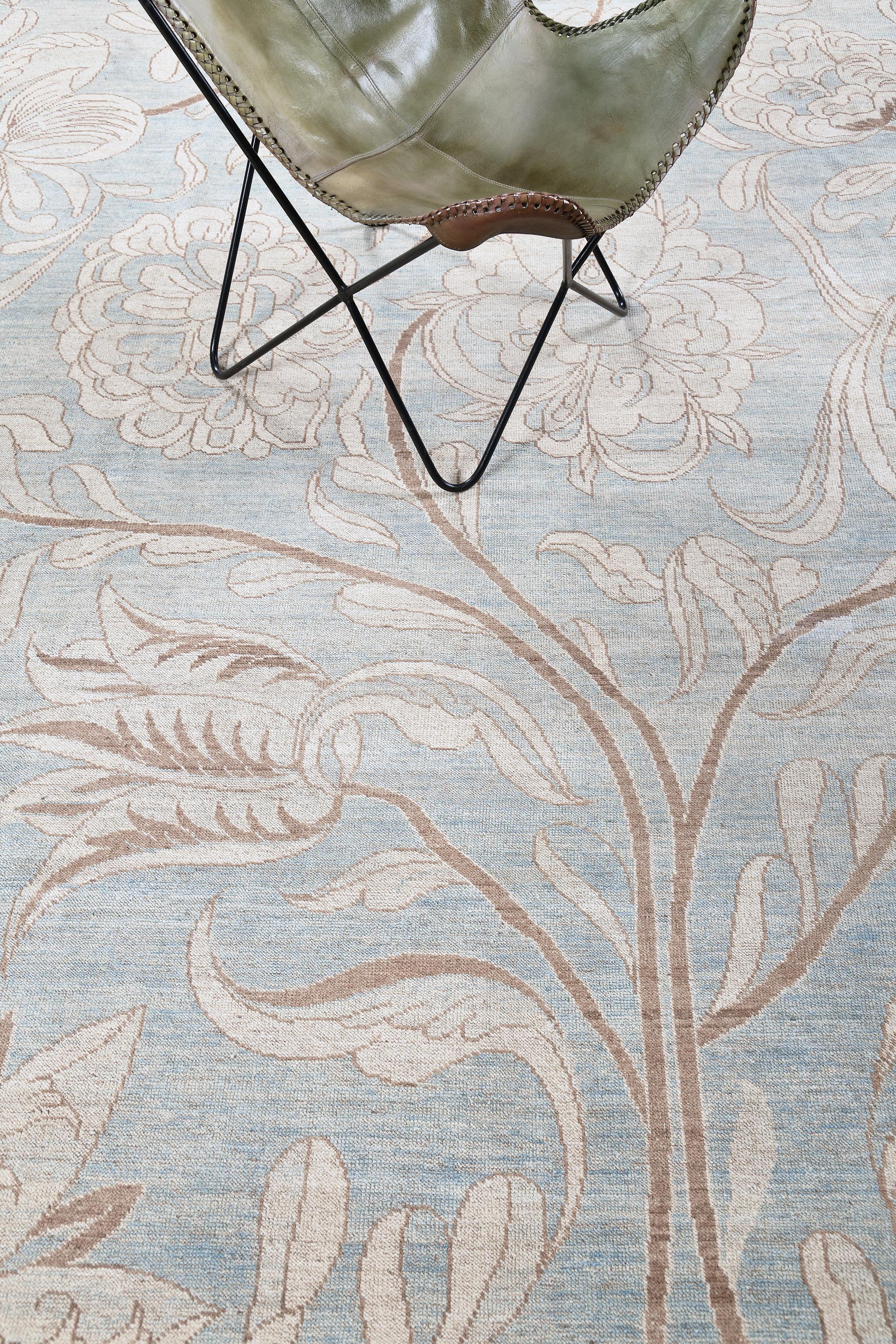 Annodato a mano Tappeto con design floreale in stile vintage in vendita