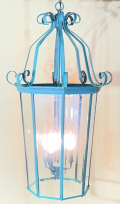 Vintage-Style French Provincial Solid Zinc Hanging Lantern - Verdigris Finish
