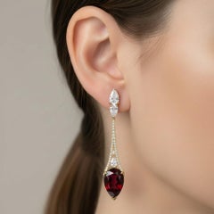 Vintage style garnet earrings 14k gold