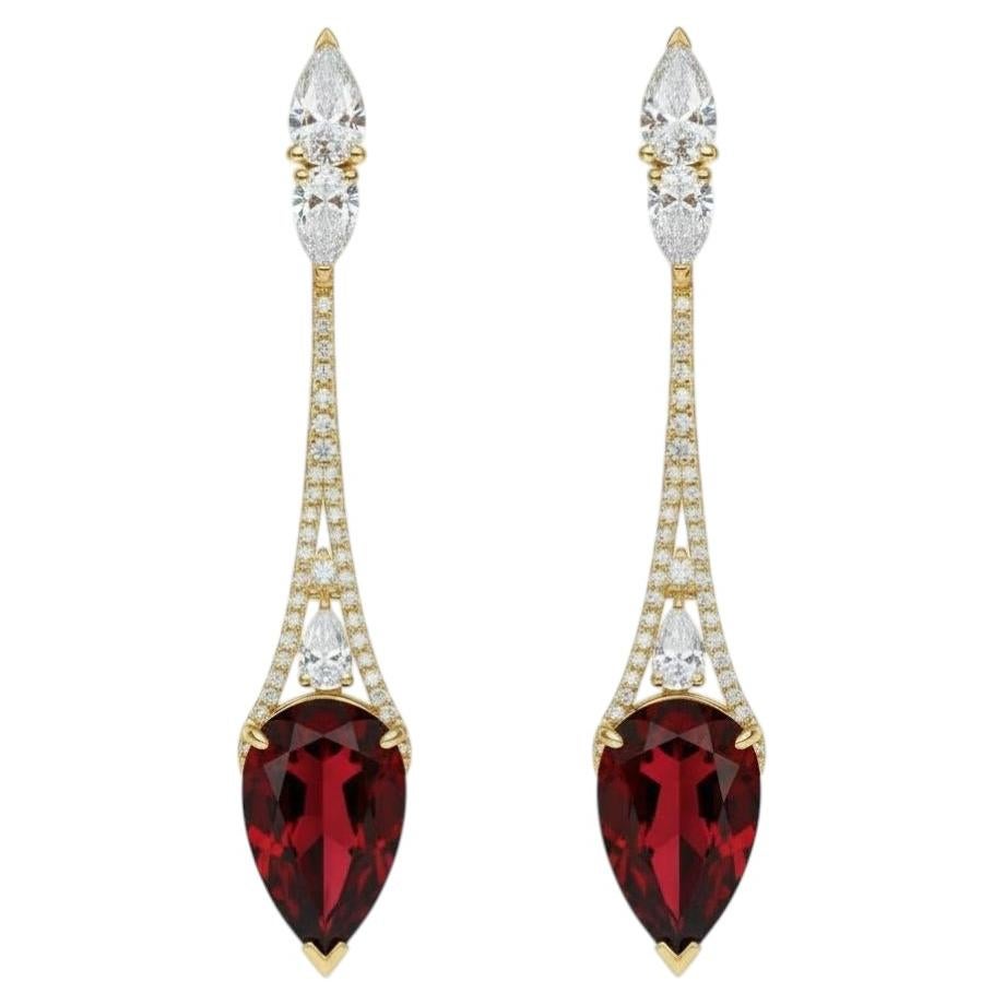 Orecchini con granato in stile vintage in oro 14k